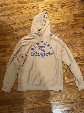 47 Brand New York Rangers Beige Hoodie with Logo